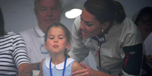Princess Charlotte of Cambridge and Catherine, Duchess of Cambridge having fun together after the inaugural King’s Cup regatta on Aug. 9, 2019 in Cowes, England. (Photo by Clive Mason/Getty Images)