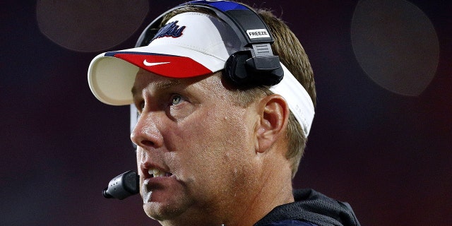 Hugh Freeze is seen during his time as head football coach at Ole Miss,at Vaught-Hemingway Stadium in Oxford, Miss., Oct. 1, 2016. (Getty Images)