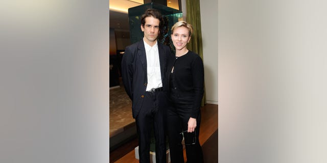 Romain Dauriac (left) and Scarlett Johansson in April 2017.