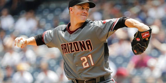 Arizona Diamondbacks' Zack Greinke delivers a pitch during the first inning of a baseball game against the New York Yankees Wednesday, July 31, 2019, in New York. (AP Photo/Frank Franklin II)