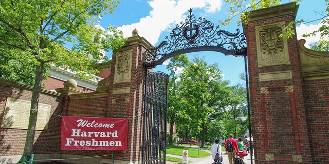 Gate at Harvard Yard in Harvard University. Harvard University is located in Cambridge, Massachusetts, United States.