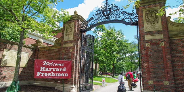 Gate at Harvard Yard in Harvard University. Harvard University is located in Cambridge, Massachusetts, United States.
