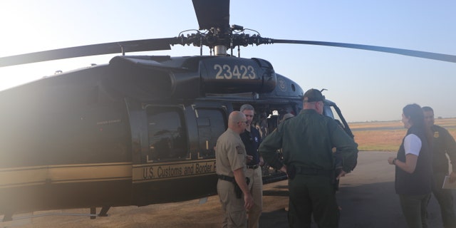 USCIS Acting Director Ken Cuccinelli speaks to Border Patrol officials ahead of an operational mission. (Adam Shaw/Fox News)