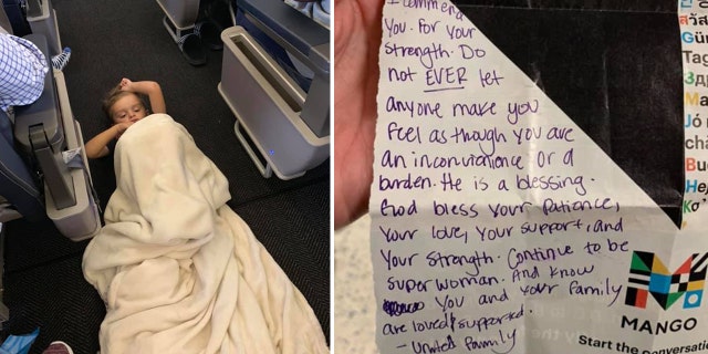 Gabriel told Fox News that at the end of the flight, the flight attendant who was sitting across from them gave her a hug and a handwritten note, writing that she commended Gabriel for her strength and said her family was “loved and supported.”