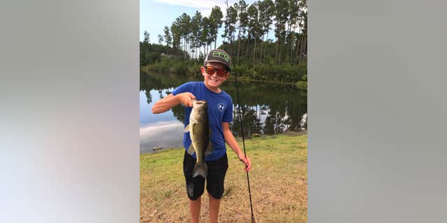 The brave boy was back to fishing the next day.