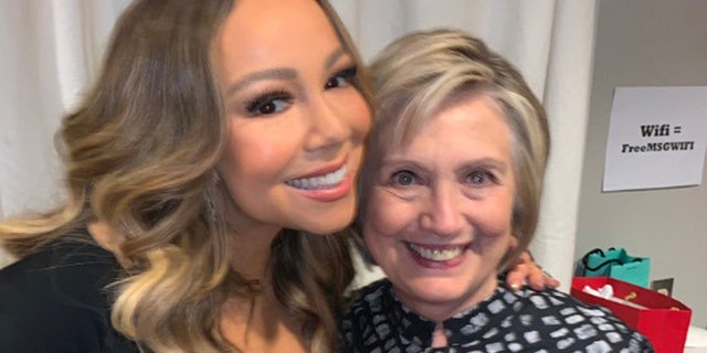 Mariah Carey poses with Hillary Clinton in New York City. (Photo: Twitter)