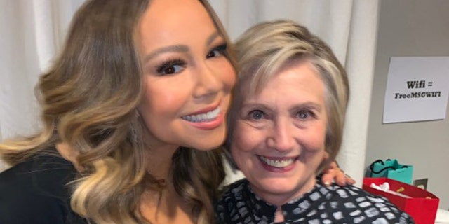 Mariah Carey poses with Hillary Clinton in New York City. (Photo: Twitter)
