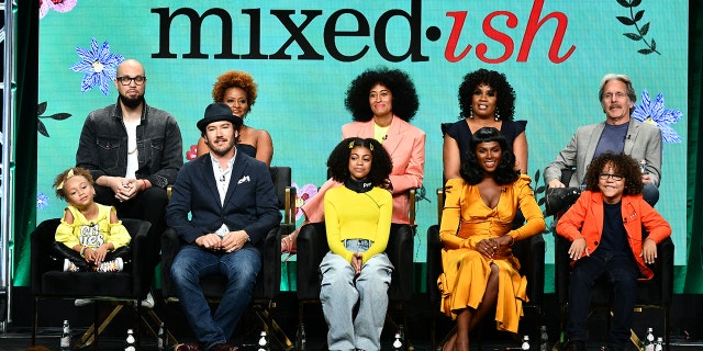 The cast and producers of ABC's "mixed-ish" address the press at the ABC Summer TCA 2019 at The Beverly Hilton in Beverly Hills, Calif.