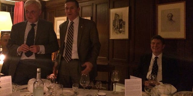Michael Flynn is pictured at a 2014 dinner at the University of Cambridge. (Courtesy of Svetlana Lokhova)