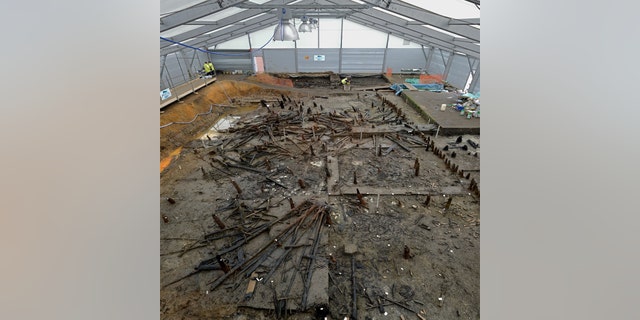 Photo of Must Farm site during excavation. (Credit: D. Webb, Cambridge Archaeological Unit)
