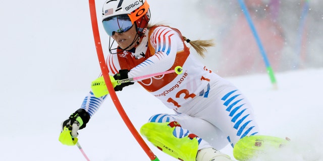 FILE - In this Thursday, Feb. 22, 2018 file photo, Lindsey Vonn competes in the women's combined slalom at the 2018 Winter Olympics in Jeongseon, South Korea. Retirement hasn’t slowed down Lindsey Vonn. (AP Photo/Luca Bruno, File)