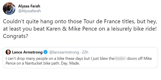 Alyssa Farah, a spokeswoman for Pence, responded to Armstrong's claim.