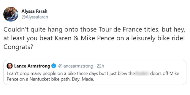 Alyssa Farah, a spokeswoman for Pence, responded to Armstrong's claim.