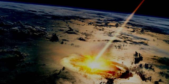 This visualization shows a large asteroid hitting Earth. One new study suggests a new timeline for Earth's early history.