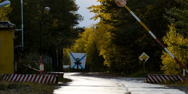 This Sunday, Oct. 7, 2018 file photo, shows an entrance to "The State Central Navy Testing Range" near the village of Nyonoksa, northwestern Russia.