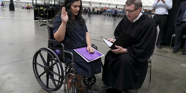 Tatev, 31, who is from Armenia and has lived in the U.S. for 17 years, said she experienced contractions before her U.S. citizenship ceremony.