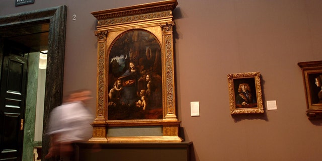 Da Vinci's "The Virgin of the Rocks" at the National Gallery, Trafalgar Square, London.