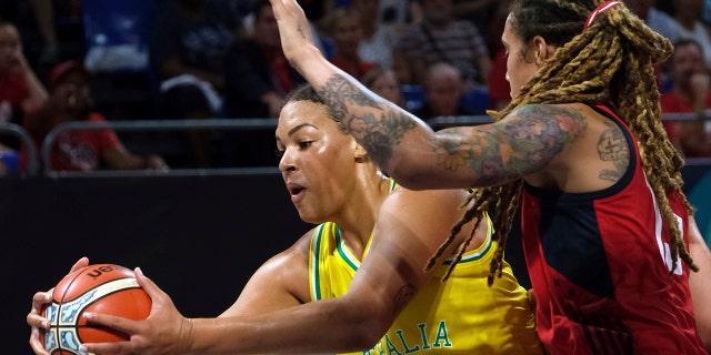 Las Vegas Aces All-Star Liz Cambage was all smiles heading into Sunday's game against the Connecticut Sun. From pre-game warmups, to the opening tip, to the end of a 21-point, 12-rebound performance in the Aces' 89-81 victory, nobody would have guessed she's been dealing with mental health issues for roughly half her life. (AP Photo/Andres Gutierrez, File)