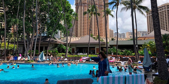 The Grand Waikikian at Hilton Hawaiian Village, one of three hotels officials said was intentionally set on fire, is shown in Honolulu on Wednesday, Aug. 7, 2019.
