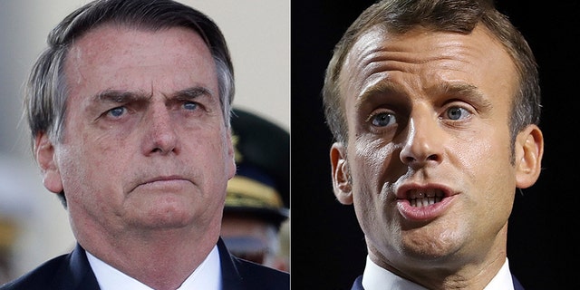 Brazilian President Jair Bolsonaro says he'll think about accepting offers of international aid to fight raging fires in the Amazon region if French President Emmanuel Macron apologizes to him.