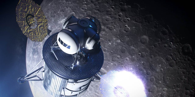 Artist's illustration of a moon lander capable of ferrying humans to the lunar surface.