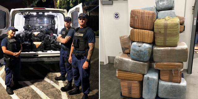 The 43 bales of pot, weighing 1,300 pounds, had an estimated value of $1 million, the Coast Guard said.