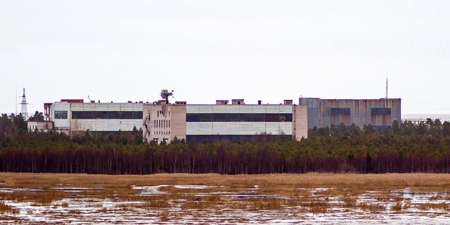 Buildings at a military base in the town of Nyonoska, Russia, the site of an accident during a test of a nuclear-powered engine where at least seven people were killed.