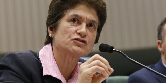 State Auditor Elaine Howle discusses the audit her office released that found the California State University system did not disclose $1.5 billion in discretionary reserves while it raised tuition and cut employees' pay, during a joint legislative committee hearing in Sacramento, Calif., Monday, Aug. 12, 2019. (Associated Press)