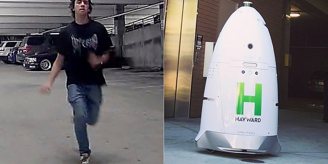 The robot took photos of the suspect before being attacked, police said.