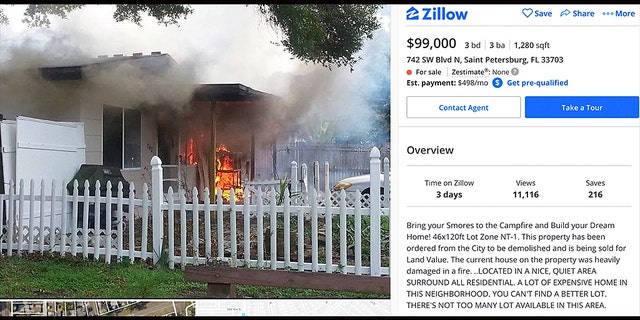 One Florida real estate agent is reportedly catching heat for advertising a home for sale with a photo of the unit on fire, but he remains confident that the unconventional marketing ploy will entice the right buyer.