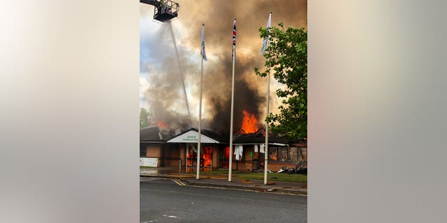 A massive blaze at a Holiday Inn hotel in England left the building nearly completely destroyed, but no injuries have been reported.