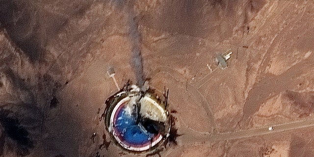 A closer view of the launch pad following the launch that apparently failed.