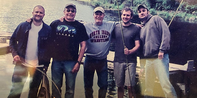 Ryan Thompson, pictured here on the far left, enjoyed fishing. "His ability to hook numerous fish while his buddies came home empty-handed was notorious and envy-provoking," his obituary reads. His brother Aaron is on the far right. (Courtesy Ryan Thompson)