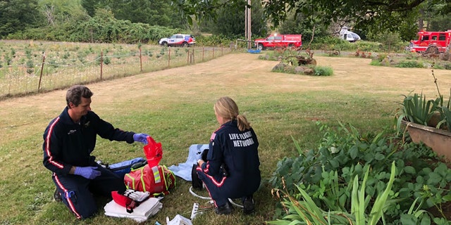 A crew from Life Flight Network airlifted the woman to a hospital via helicopter.