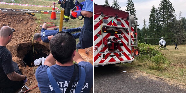 Rescuers from the Estacada fire department, a technical rescue team and Engine 318 from Clackamas Fire helped save the woman, fire officials said.
