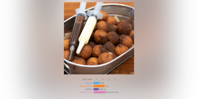 The Injectable Donut Holes from Topgolf, a driving range and sports bar chain, made the list for having nearly 100 grams of added sugar.