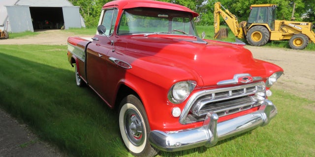 Graham's 1957 Chevy Cameo is fully restored.