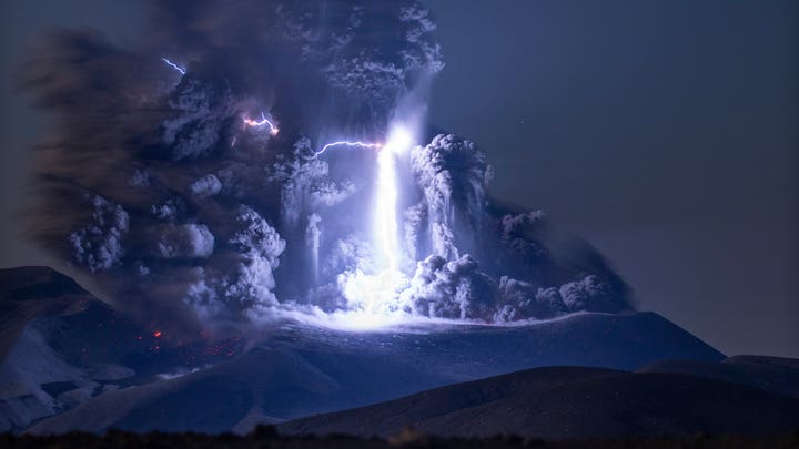 Rare volcanic lightning seen as Krakatau Volcano erupts