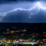 Lightning illuminates the sky over Stuttgart, Germany, July 27, 2019. 