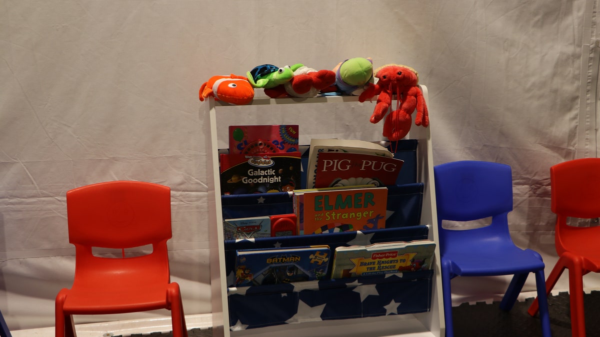 A children's play area in the MPP center in Laredo, Texas. (Adam Shaw/Fox News)