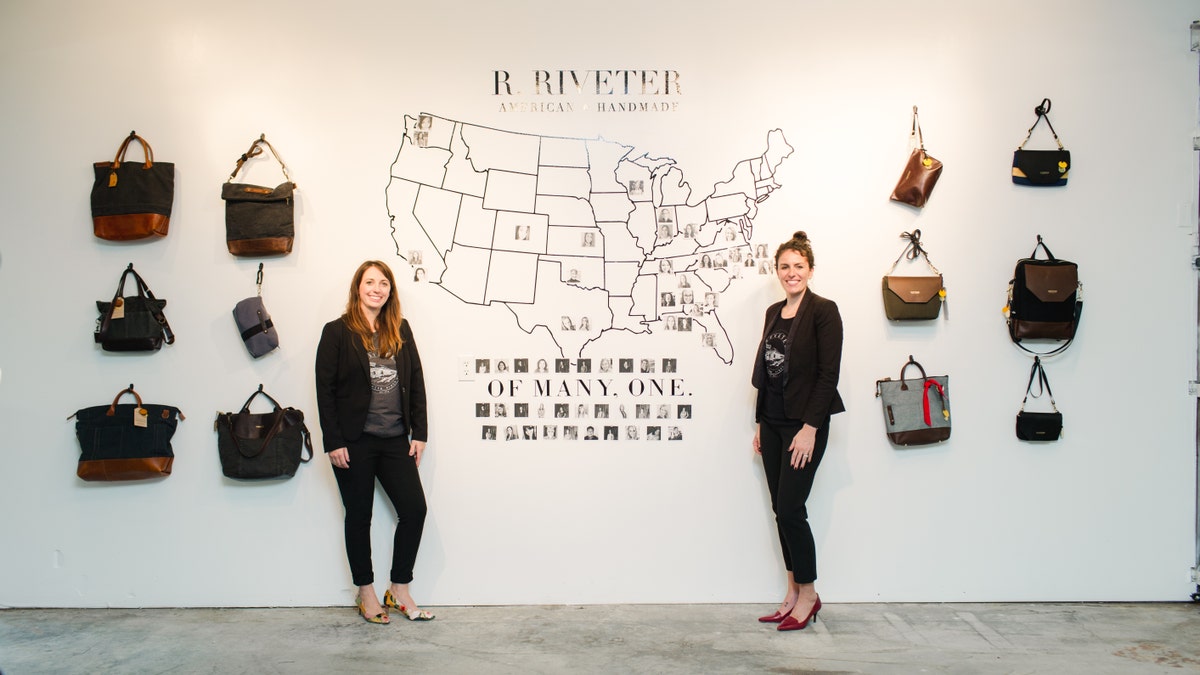 The founders of R. Riveter, Lisa Bradley, left, and Cameron Cruse, with a selection of their products.