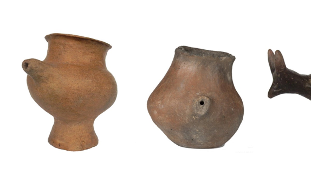 The clay container was used to feed an infant fresh milk from cows, goats or sheep – up to 3,200 years ago. (Credit: SWNS)