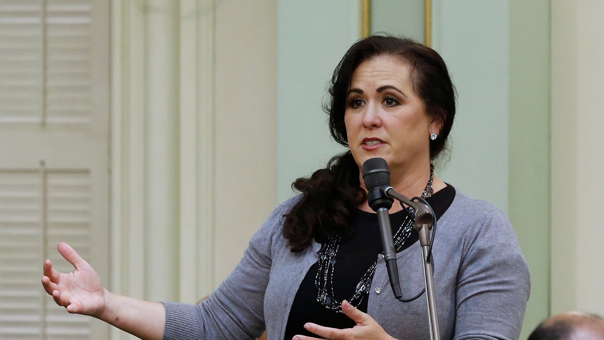 Assemblywoman Lorena Gonzalez speaks during the Assembly session in Sacramento, Calif. Gov. Gavin Newsom signed Gonzalez' bill, AB273, that now makes it illegal to trap animals in California for recreation or to sell their fur, Wednesday, Sept. 4, 2019.