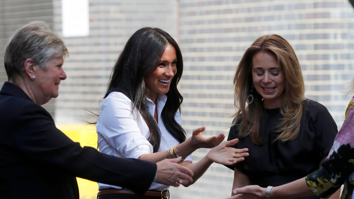 Meghan Markle has taken four months off for maternity leave and now she's back in front of the camera.