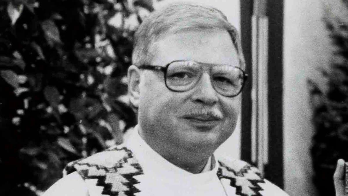 This 1989 file photo shows Father Arthur Perrault in Albuquerque, N.M. The former Roman Catholic priest found guilty of aggravated sexual abuse in New Mexico is scheduled to be sentenced Friday, Sept. 13, 2019, in Santa Fe.