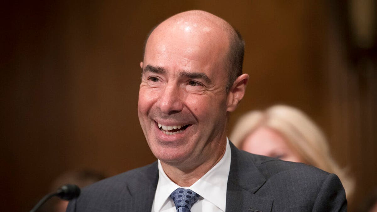 Secretary of Labor nominee Eugene Scalia speaks during his nomination hearing on Capitol Hill, in Washington, Thursday, Sept. 19, 2019. (AP Photo/Cliff Owen)