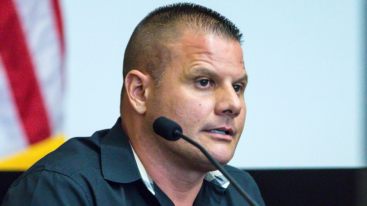 Michael Dippolito testifies during the sentencing hearing for his ex-wife, Dalia Dippolito, Friday, July 21, 2017, in West Palm Beach, Fla.