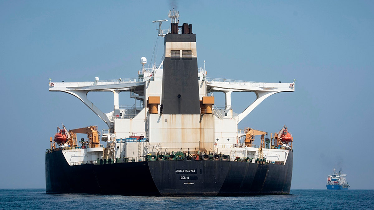 The Adrian Darya 1, pictured here in August in the British territory of Gibraltar, turned off its tracker on Monday off the coast of Syria and Lebanon.