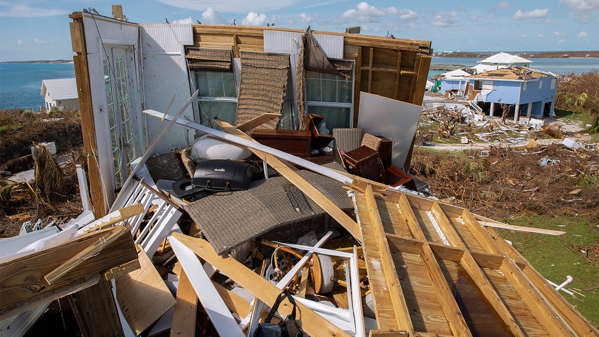 Damaged homes seen Friday after hurricane Dorian devastated Elbow Key Island. 