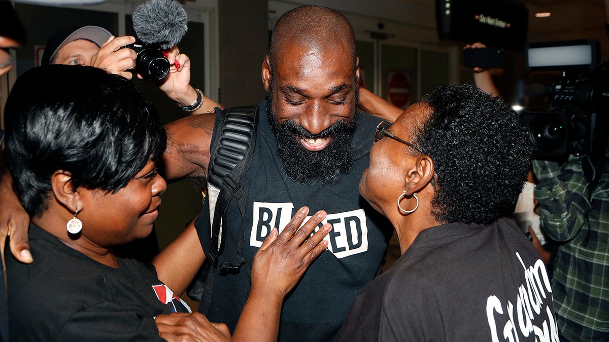 Wendell Brown returned from China, where he was imprisoned for his involvement in a bar fight. Brown, a native of Detroit had been teaching English and American football in southwest China when he was arrested in September 2016 and charged with intentional assault. (AP Photo/Carlos Osorio)